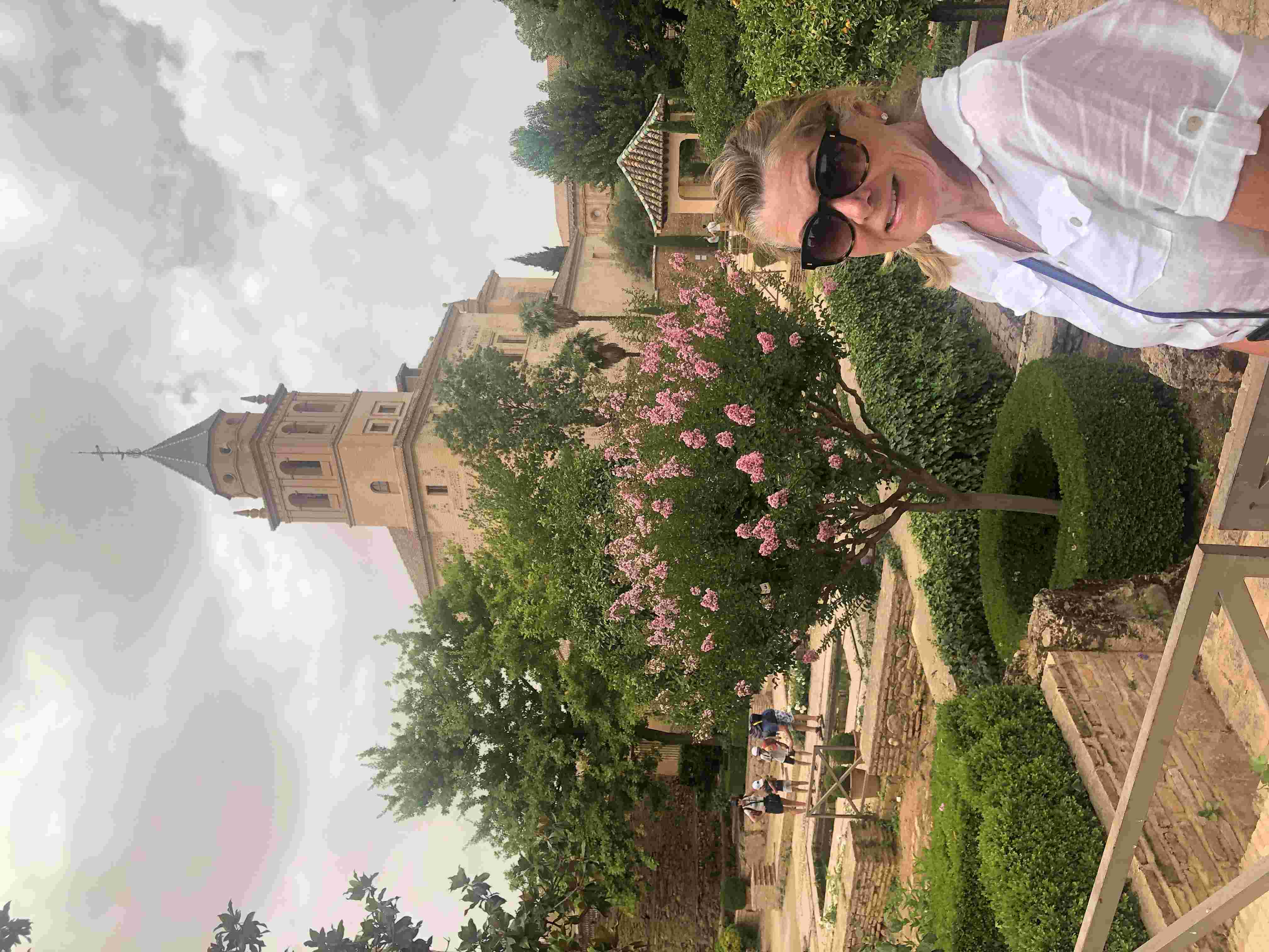 The Alhambra 14 Day Spain Itinerary: Robin in front of the garden