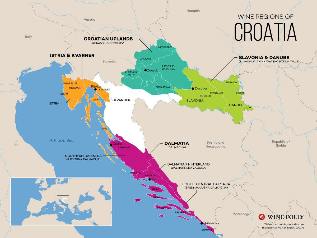 Wine Regions map: Croatia