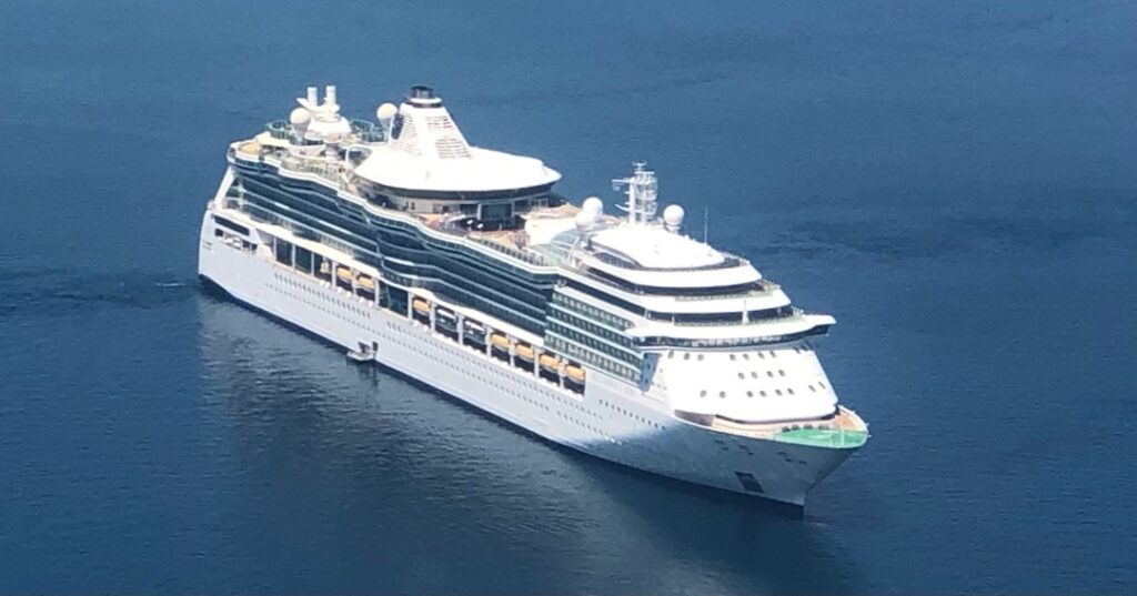 Large cruise ship on ocean