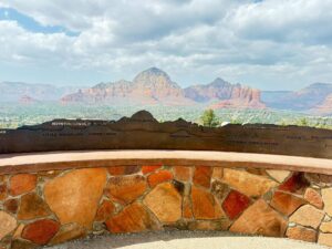 Sedona mountain view from rock lookout point.