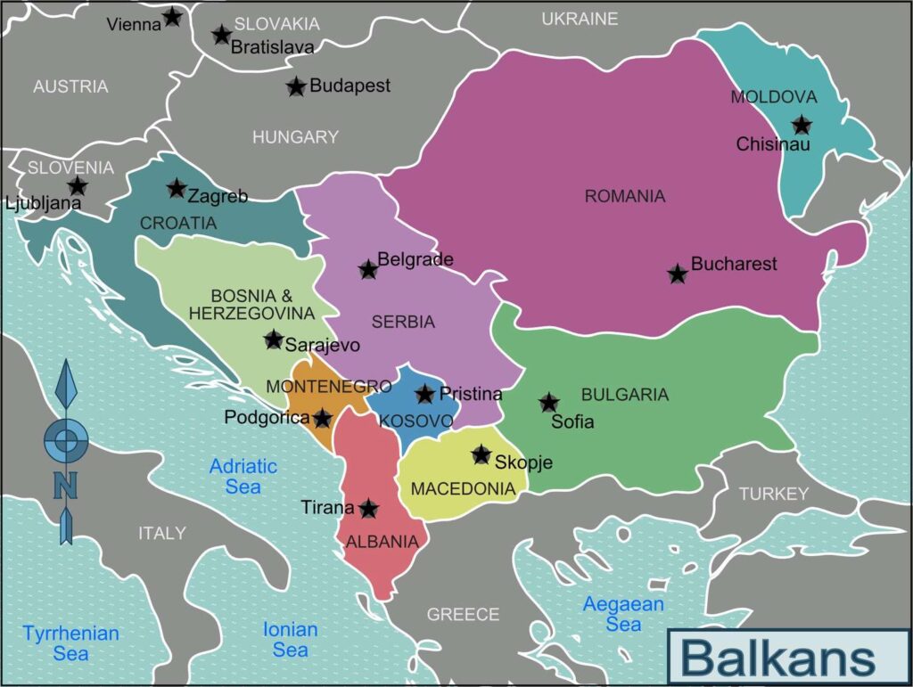 Travel to Croatia from the US; Map of The Balkans