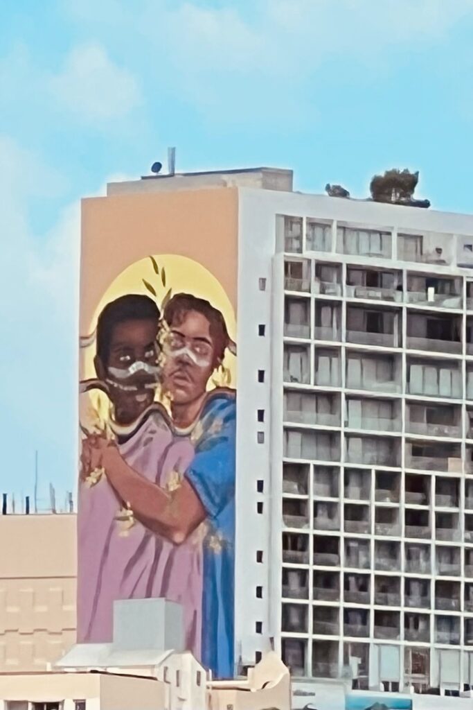 Street Art of two children on all building