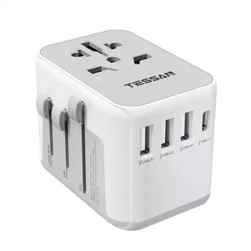 TESSAN Worldwide Travel Plug Adaptor with 4 USB Ports for US to Europe, Australia