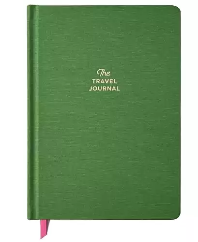 KUNITSA CO. Travel Journal - Guided Notebook for Travelers to Plan & Reflect on Vacations & Trips. Keepsake Travel Gift, Basil Green