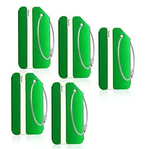 5PACK Green Aluminum Luggage Tags Holders for Travel Luggage Baggage Identifier by Ovener