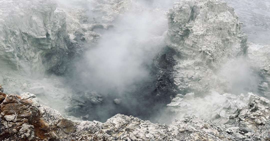 Smoke coming up from the ground