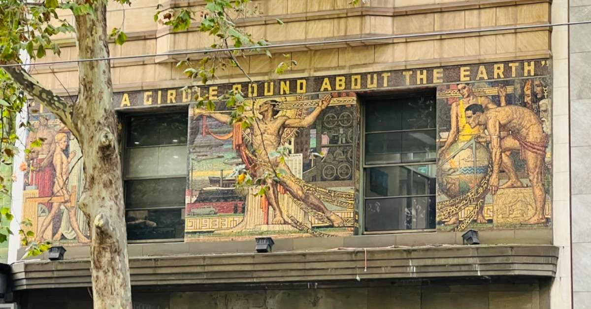 Mural on the front of building - while Rudolph Murdock Worked
