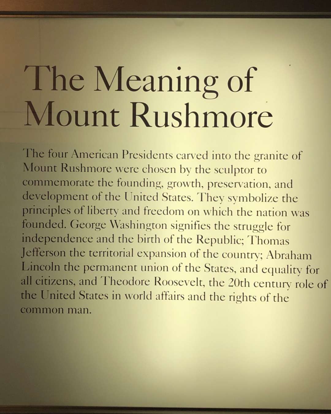 Parks in South Dakota - The meaning of Mt. Rushmore
