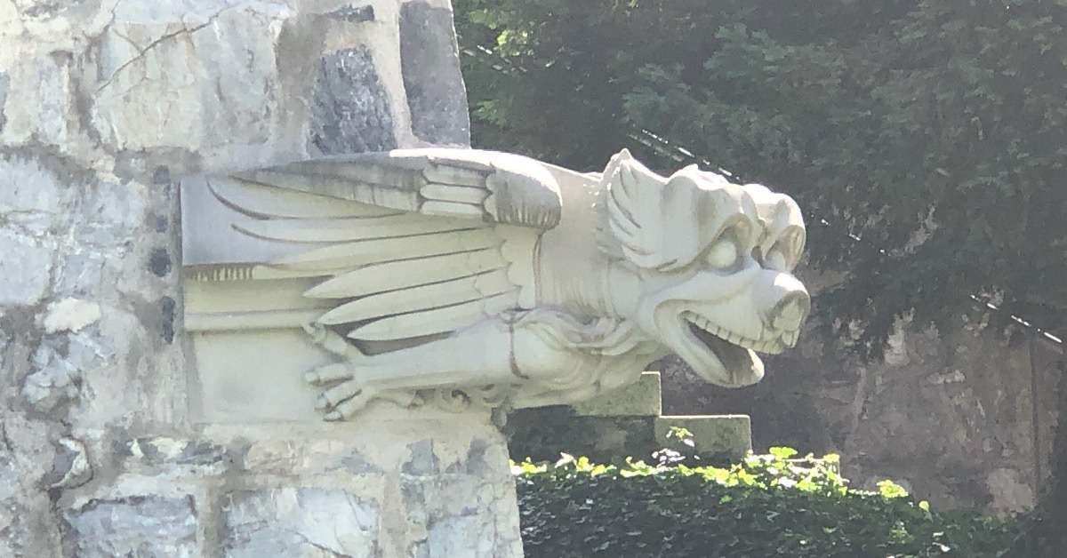 Gargolye on the sideof a church in the Black Forest