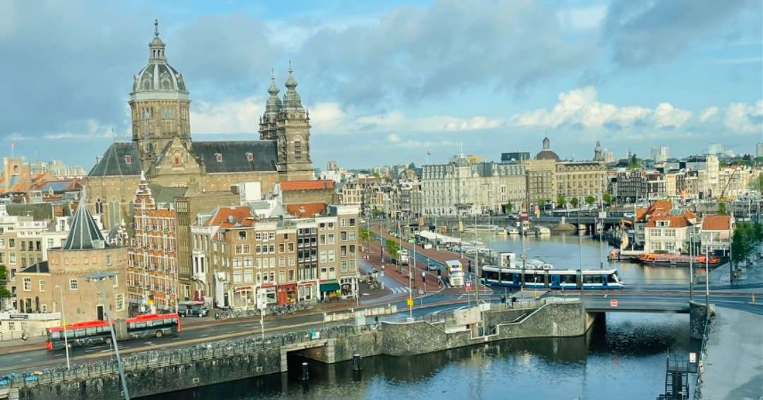 How long is a flight from Atlanta to Amsterdam? Stay at the Doubletree, a great central location. Amsterdam looking out from the Doubletree Hotel, where we stayed near the Central train station