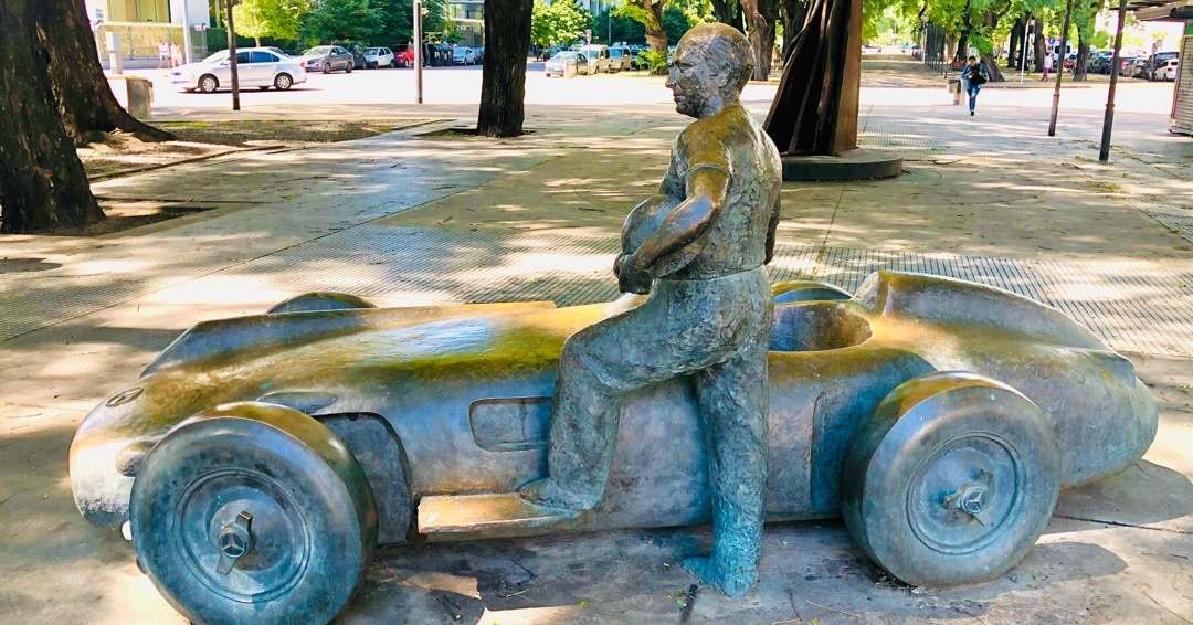 Statue of famous people from Argentina race car driver