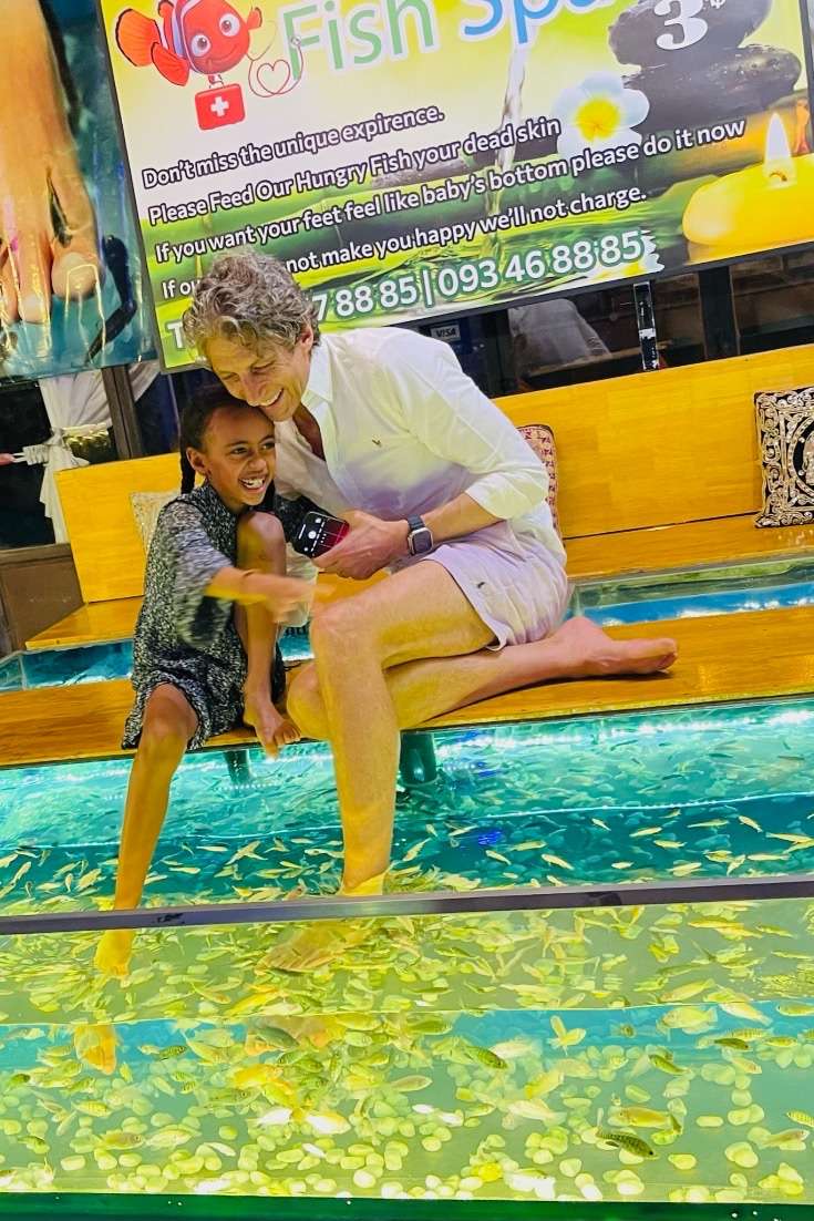 Cambodia Itinerary; Siem Reap Fish Adventure cleaning people's feet