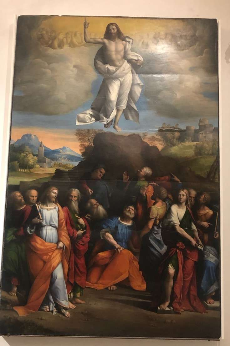 Painting of Jesus floating above a crowd of people, found at the Barberini Plaza