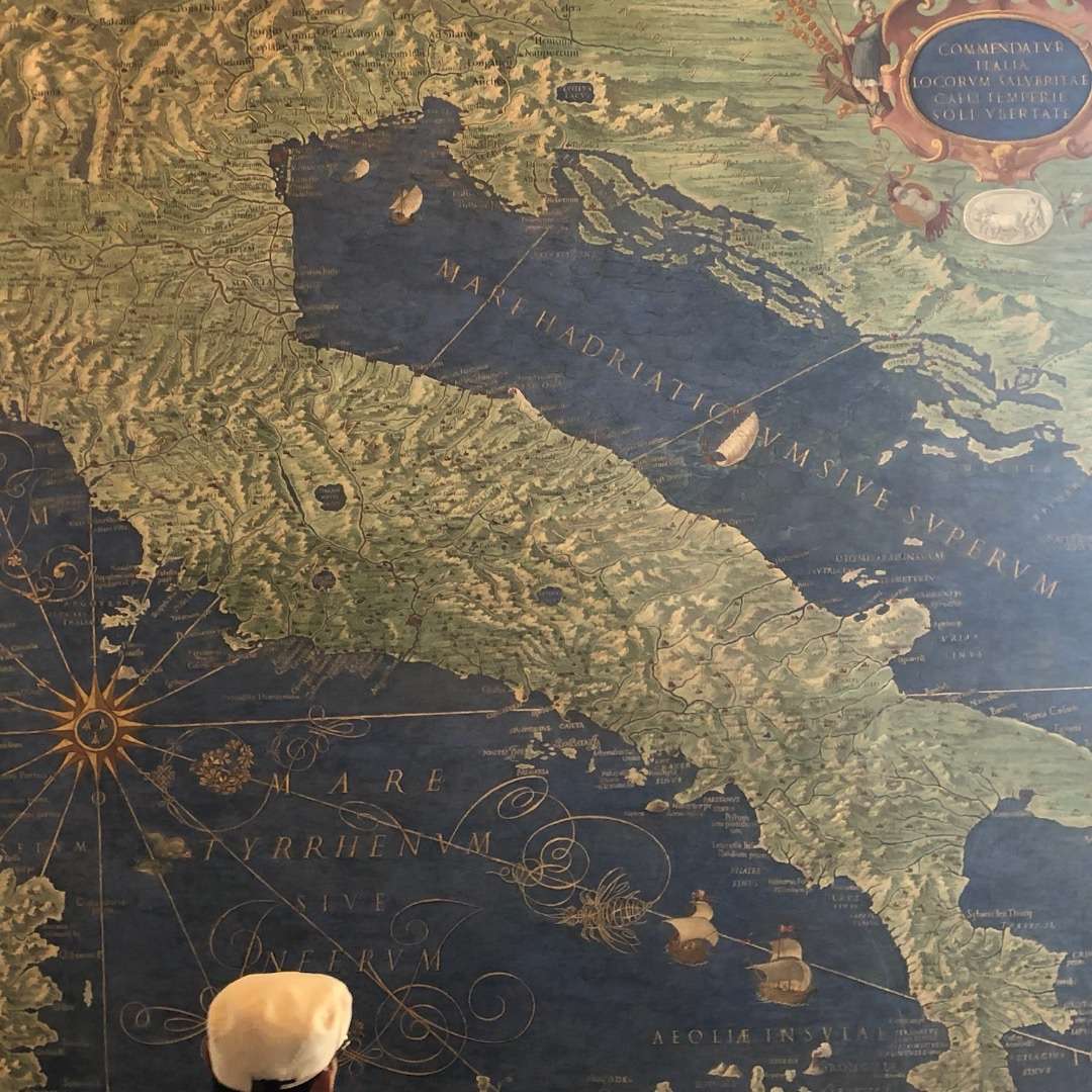 A map of Italy as a tapestry at the Vatican Museum in Rome