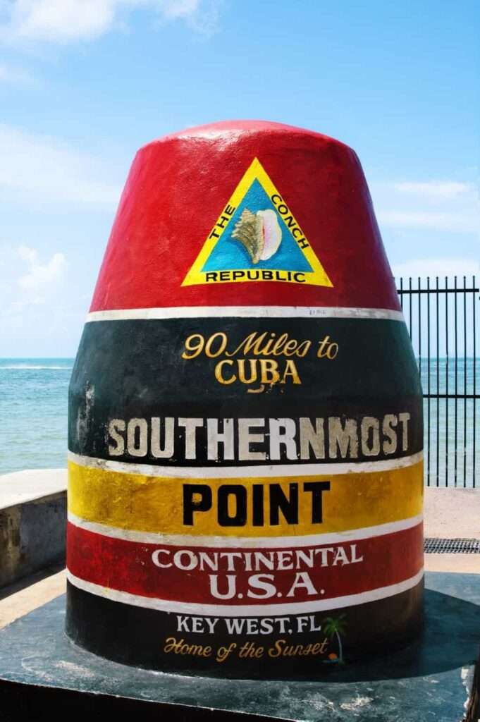 The reknown Southernmost Point Buoy beconds tourists to visit and take photos while in Key West