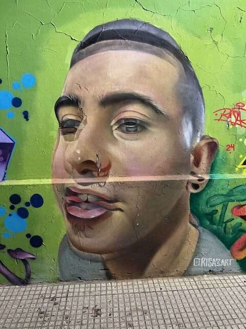 Street art of young man