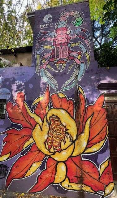 street Art of lobster and flower