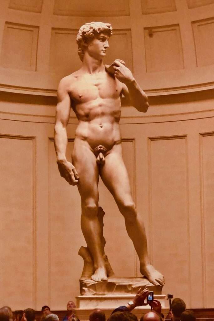 Statue of David without clothes at museum in Florence