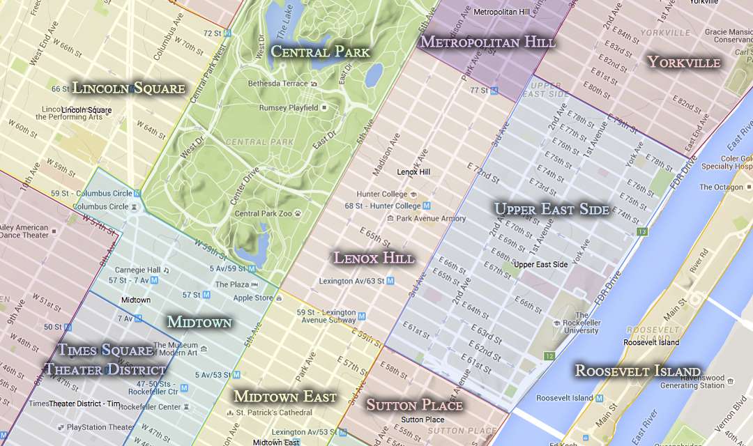 Cool Museums in Manhattan: East side of Manhattan Map