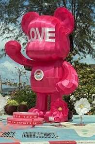 Phuket Sites to See :Pink bear sculpture with LOVE on chest outside