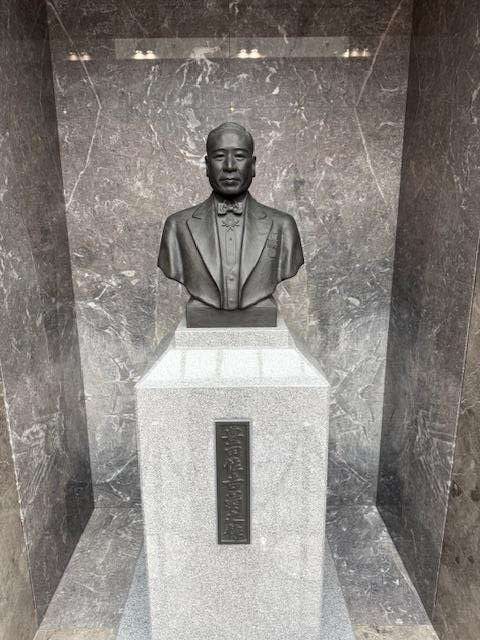 statue of the founder of Toyota in the Toyota Museum Japan