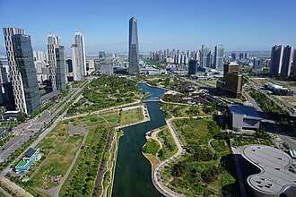 Incheon South Korea, Songdo_Central_Park_and_Posco_Tower_Songdo