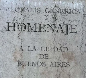 Tribute plaque in Buenos Aires, Floralis Generica.