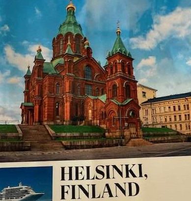 Helsinki cathedral with blue sky background.