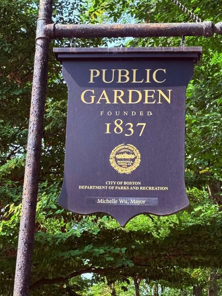 Boston Public Garden sign, established 1837.