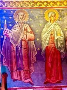 Byzantine religious mural on church wall