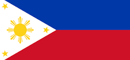 Flag of the Philippines with sun and stars.