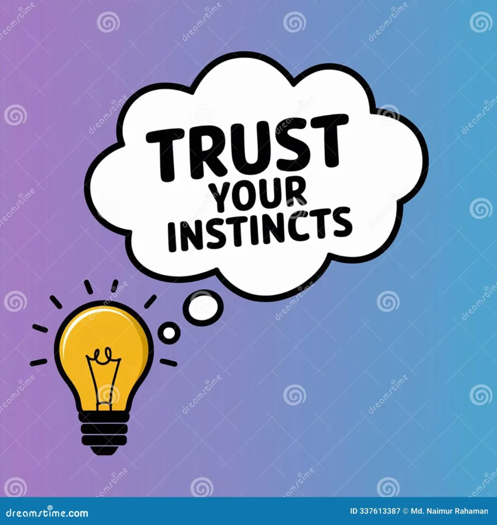 Trust your instincts speech bubble and lightbulb