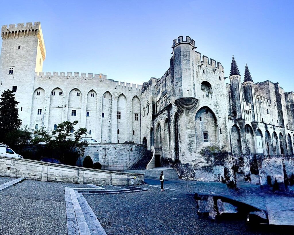 Historic stone castle with fortified towers.