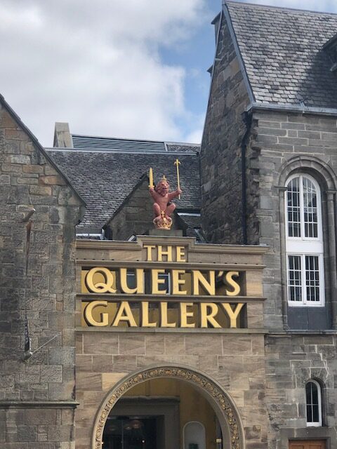 The Queen's Gallery entrance with statue above door.
